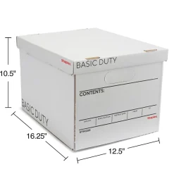 Staples 65% Recycled Corrugated File Box Lift Off Lid, Letter/Legal Size, White/Black, 10/Pack (23325011) Outlet