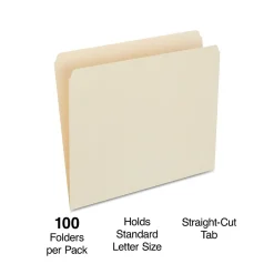 Staples 30% Recycled File Folders, Single Tab, Letter Size, , 100/Box (ST56676-CC) Manila Online