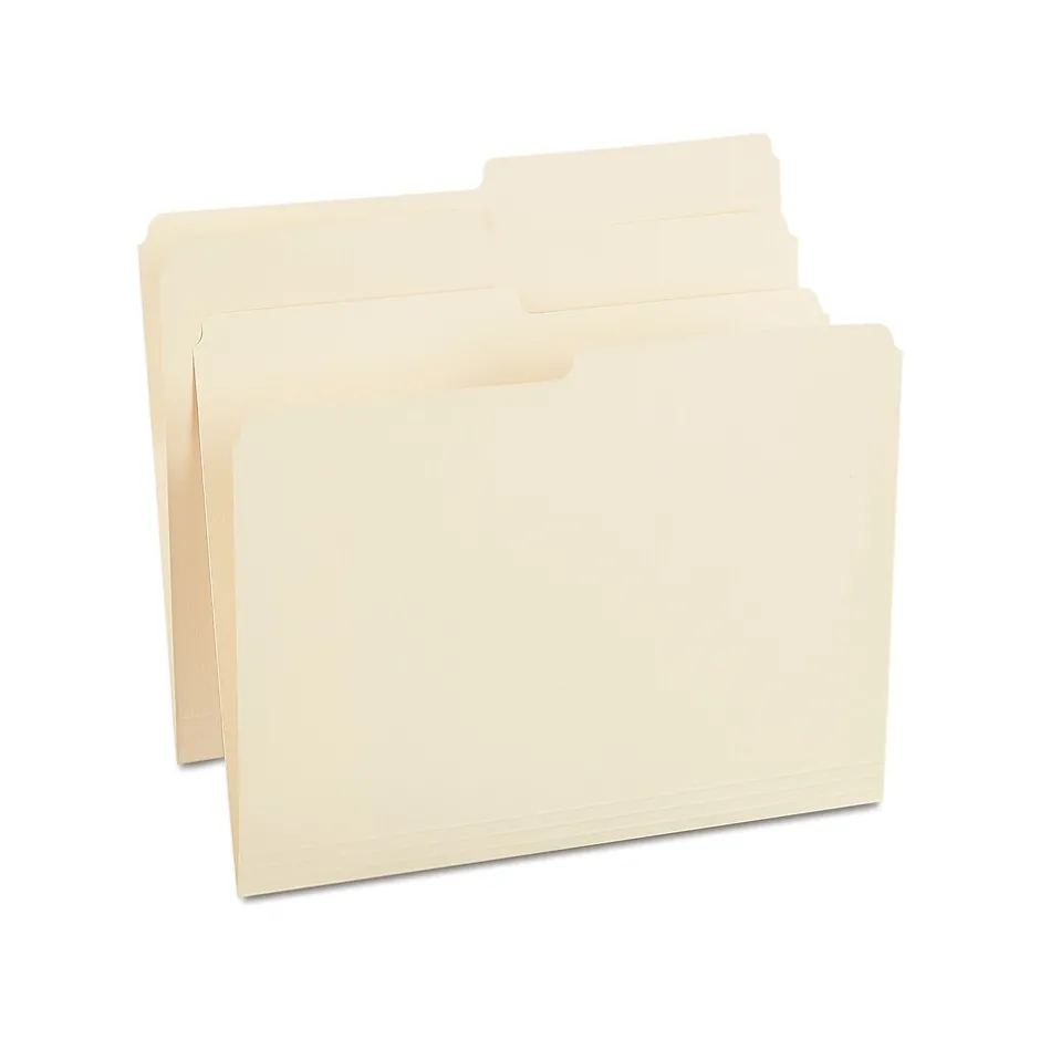 Staples 30% Recycled File Folders, 1/2 Cut Tab, Letter Size, Manila, 100/Box (ST116855-CC)