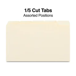 Staples 30% Recycled File Folder, 1/5 Cut, Legal Size, Manila, 100/Box (ST163378/163378)