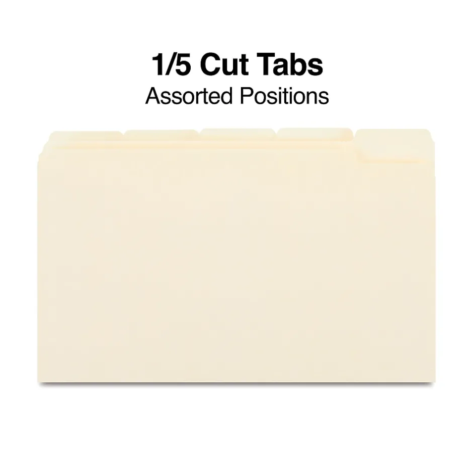 Staples 30% Recycled File Folder, 1/5 Cut, Legal Size, Manila, 100/Box (ST163378/163378)