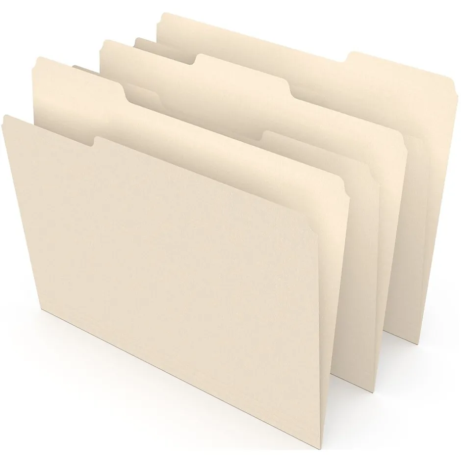 Staples 30% Recycled File Folder, 1/3-Cut Tab, Letter Size, Manila, 500/Carton (ST56675CT) Online