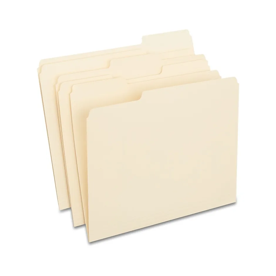 Staples 100% Recycled File Folders, 1/3-Cut Tab, Letter Size, 100/Box (ST246850/246850) Best