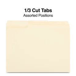 Staples 100% Recycled File Folders, 1/3-Cut Tab, Letter Size, 100/Box (ST246850/246850) Best