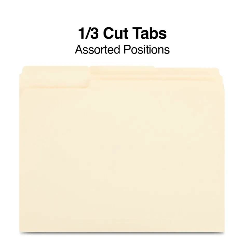 Staples 100% Recycled File Folders, 1/3-Cut Tab, Letter Size, 100/Box (ST246850/246850) Best