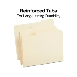 Staples 100% Recycled Heavyweight Reinforced File Folders, 1/3-Cut Tab, Letter Size, Manila, 50/Box (ST452830/452830) Discount