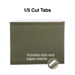 Staples 100% Recycled Reinforced Hanging File Folder, 1/5-Cut Tab, Letter Size, Standard , 25/Box (TR16403) Green Online
