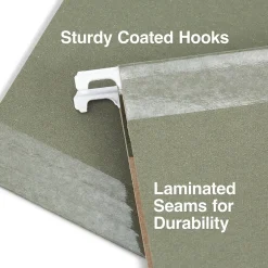 Staples 100% Recycled Reinforced Hanging File Folder, 1/5-Cut Tab, Letter Size, Standard , 25/Box (TR16403) Green Online