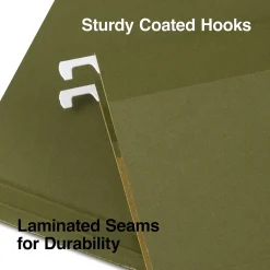 Staples 100% Recycled Reinforced Recycled Hanging File Folder, 1/3-Cut Tab, Letter Size, Standard Green, 25/Box Hot