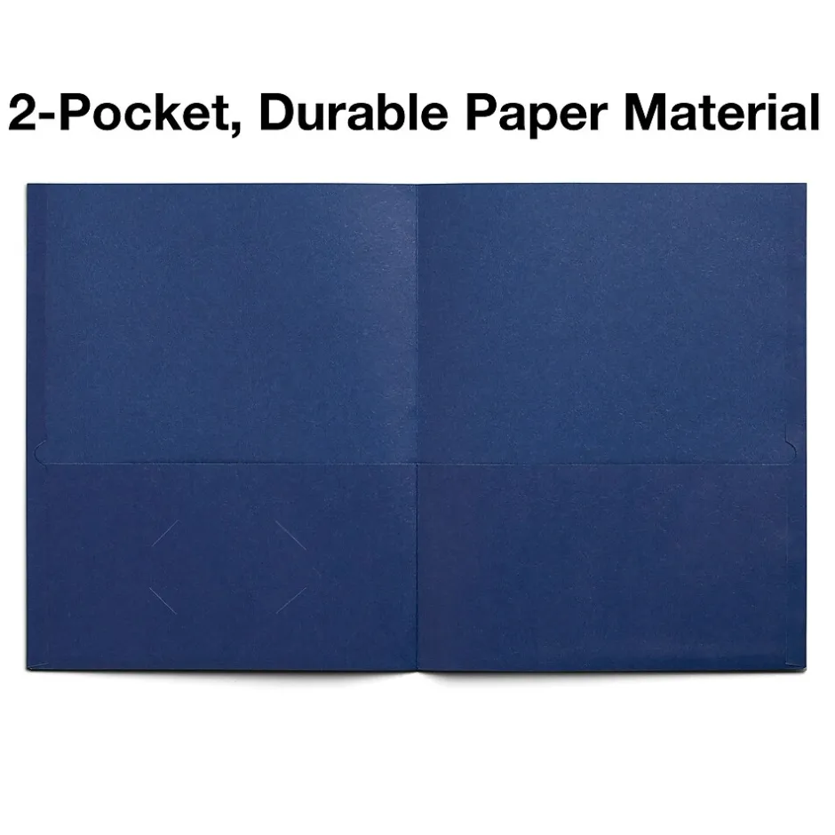 Staples 10% Recycled Smooth 2-Pocket Paper Presentation Folder, , 10/Pack (ST13377) Dark Blue