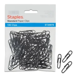 Staples ® #1 Size Vinyl-Coated Paper Clips, Black, 100/Pack Online