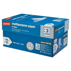 Discount 8.5" x 11" 3-Hole Punch Multipurpose Paper, 20 lbs., 96 Brightness, 500/Ream, 10 Reams/Carton (05030) Multipurpose Paper