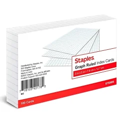 Discount 3" x 5" Index Cards, Graph Ruled, White, 100/Pack (TR50996) Index Cards