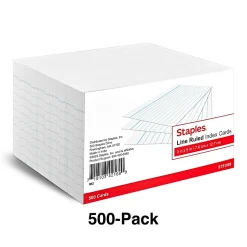 Best 3" x 5" Index Cards, Lined, White, 500/Pack (TR51009) Index Cards