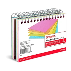Outlet ™ 3" x 5" Index Cards, Lined, Neon, 50 Cards/Pack, 2 Packs/Carton (TR50994) Index Cards