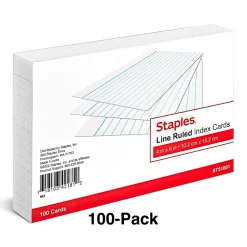 Hot 4" x 6" Index Cards, Lined, White, 100/Pack (TR51001) Index Cards