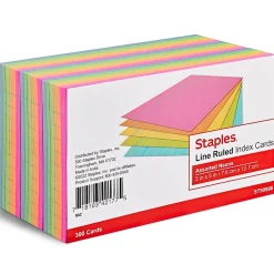Best 3" x 5" Index Cards, Lined, Assorted Colors, 300/Pack (19594) Index Cards