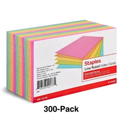 Best 3" x 5" Index Cards, Lined, Assorted Colors, 300/Pack (19594) Index Cards