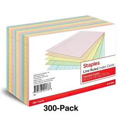Online 4" x 6" Index Cards, Lined, Assorted Colors, 300/Pack (TR51000) Index Cards
