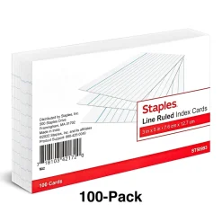 Discount 3" x 5" Index Cards, Narrow Ruled, White, 100/Pack (TR50993) Index Cards