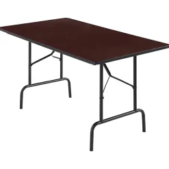 Discount 6' x 30" Wooden Heavy Duty Folding Table, Walnut (58366) Folding Tables