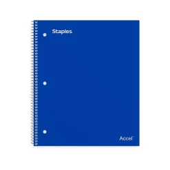 Staples ® Accel Poly 2-Subject Subject Notebooks, 8.5" x 11", College Ruled, 75 Sheets, Assorted (36739)
