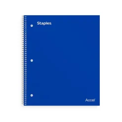 Staples Accel 3-Subject Notebook, 8.5" x 11", College Ruled, 150 Sheets, Colors (ST15758D) Assorted Online
