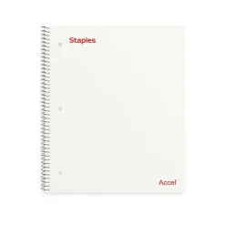 Staples ® Accel 1-Subject Subject Notebooks, 8.5" x 11", College Ruled, 100 Sheets, White (25539M) Best