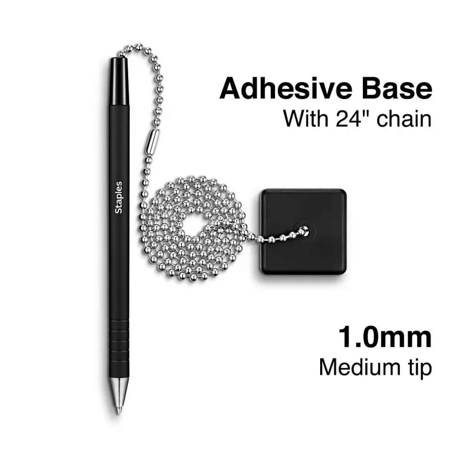 Staples ® Anchor Counter Top Pens, Medium Point, 1.0mm, Black Ink (ST31587) New