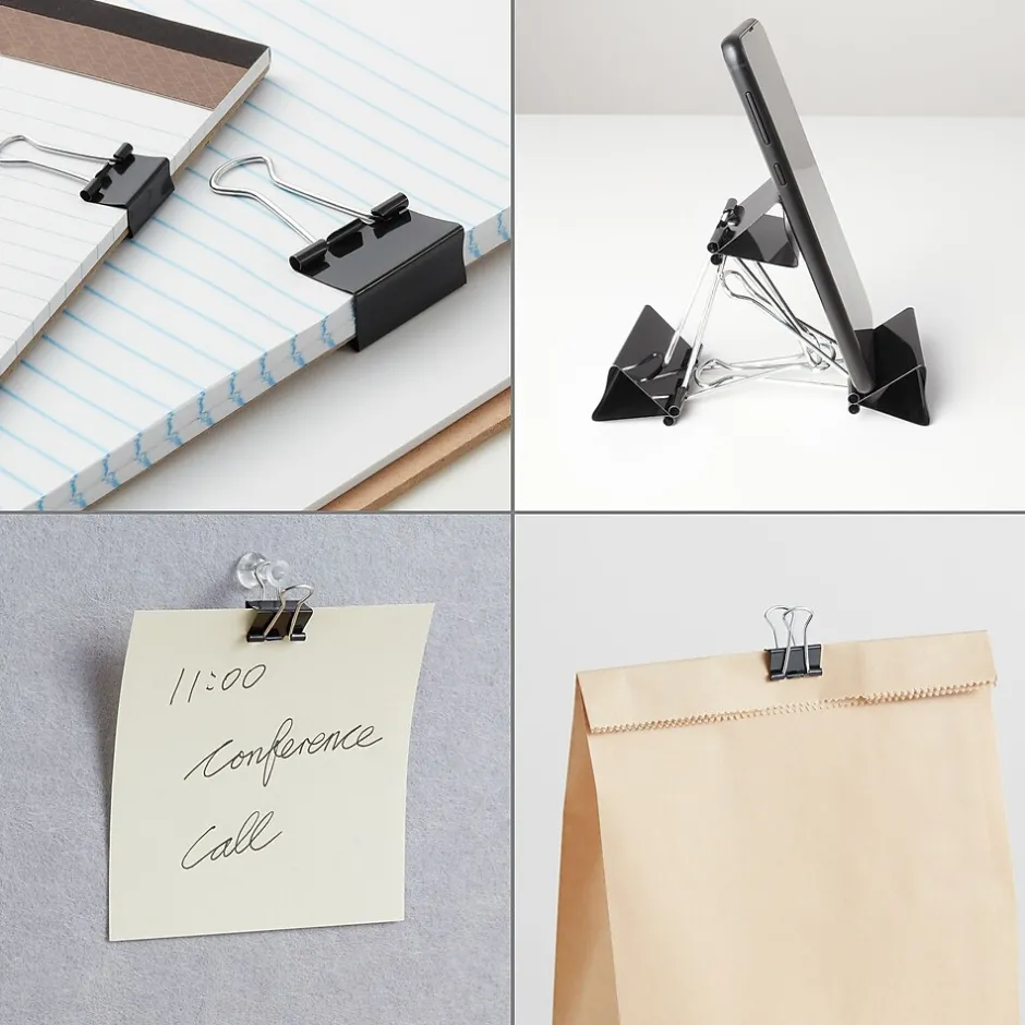 Staples Assorted Binder Clips, 1" Capacity, Black, 60 Clips/Pack (ST15339-CC) Online