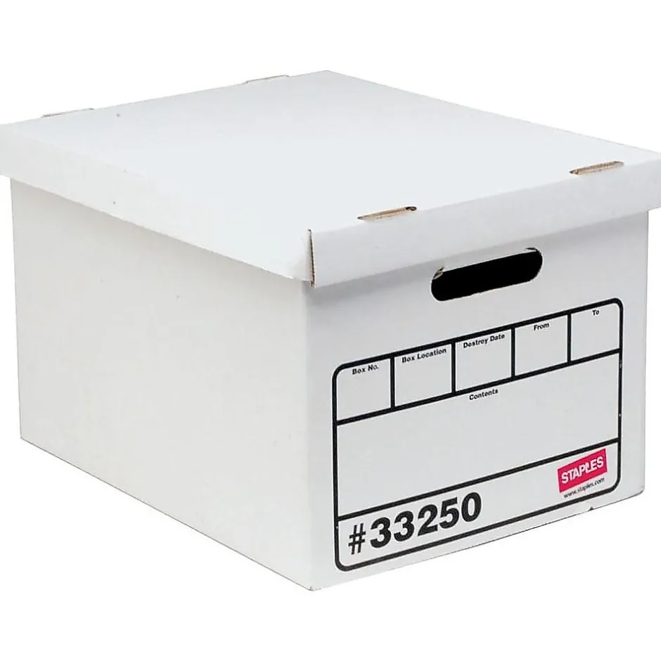 Staples Basic Duty Corrugated File Boxes, Letter/Legal Size, White, 15/Pack (33250) Outlet