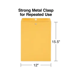 Staples Clasp & Moistenable Glue #15.5 Kraft Catalog Envelopes, 12" x 15.5", Brown, 100/Box (472902/19273)* Catalog