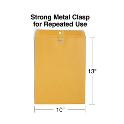 Staples Clasp & Moistenable Glue Kraft Catalog Envelopes, 10"L x 13"H, Brown, 250/Box (487494/17243)* Catalog