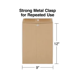 Staples Clasp & Moistenable Glue #10 Catalog Envelope, 9" x 12", Natural Brown, 100/Box (ST19964-CC)* Catalog