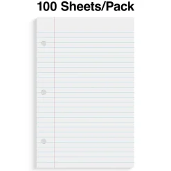 Staples ® College Ruled Filler Paper, 5.5" x 8.5", 3-Hole Punched, White, 100 Sheets/Pack (ST12301D) Sale