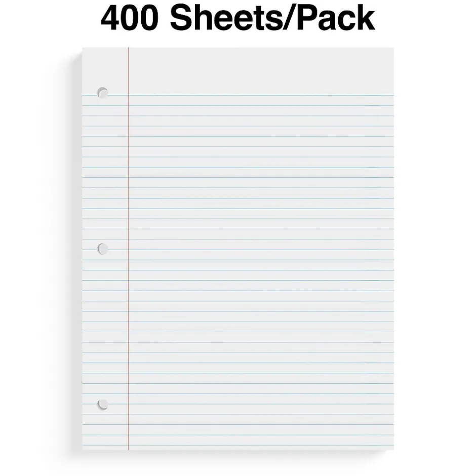 Staples College Ruled Filler Paper, 8.5" x 11", White, 400 Sheets/Pack, 12 Packs/Carton (TR27521) Discount