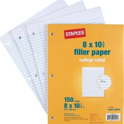 Staples College Ruled Filler Paper, 8" x 10 1/2" Outlet