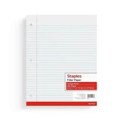 Staples ® College Ruled Filler Paper, 8.5" x 11", White, 400 Sheets/Pack (ST27521D) Hot
