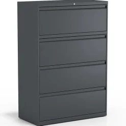 Clearance Commercial 4-Drawer Lateral File Cabinet, Letter/Legal Size, Lockable, 52.5"H x 36"W x 18.63"D, Charcoal (60944/20886) File Cabinets