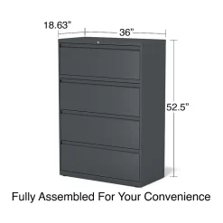 Clearance Commercial 4-Drawer Lateral File Cabinet, Letter/Legal Size, Lockable, 52.5