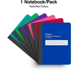 Staples ® Composition Notebook, 7.5" x 9.75", College Ruled, 80 Sheets, Assorted Colors (ST54889) Best