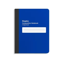Staples Composition Notebook, 7.5" x 9.75", College Ruled, 80 Sheets, (ST55082) Blue