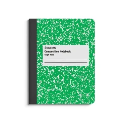 Staples ® Composition Notebooks, 7.5" x 9.75", Graph Ruled, 80 Sheets, /White (ST55068C) Green New