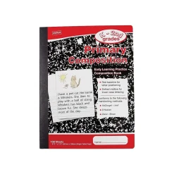 Staples ® Composition Notebooks, 7.5" x 9.75", Primary Ruled, 100 Sheets, Black/Red, 12/Carton (42079CT) Clearance