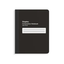 Staples Composition Notebook, 7.5" x 9.75", Black, 4/Pack (TR58294) Outlet