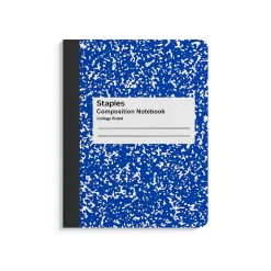 Staples ® Composition Notebook, 7.5" x 9.75", College Ruled, 100 Sheets, (ST55067) Blue Hot