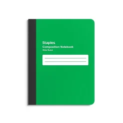 Staples Composition Notebook, 7.5" x 9.75", Wide Ruled, 80 Sheets, (ST55085) Green Discount
