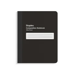 Staples Composition Notebook, 7.5" x 9.75", Wide Ruled, 80 Sheets, (ST55087) Black Best