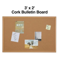 Cork Bulletin Board, Oak Frame, 3'W x 2'H (28336-CC) Bulletin