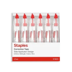 Staples Correction Tape, White, 6/Pack (ST59819)